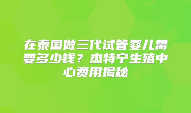 在泰国做三代试管婴儿需要多少钱？杰特宁生殖中心费用揭秘