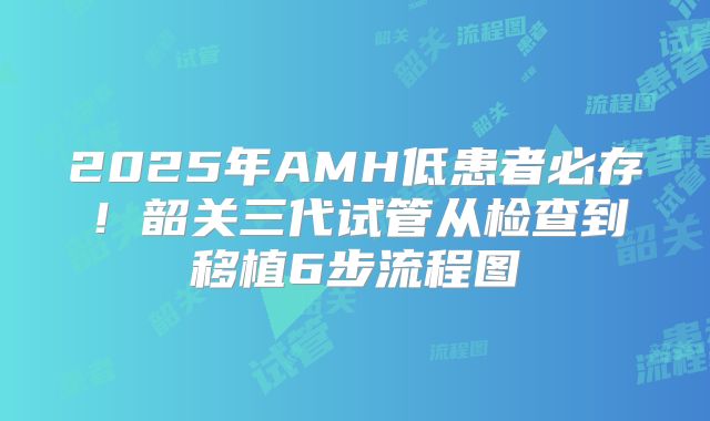 2025年AMH低患者必存!韶关三代试管从检查到移植6步流程图