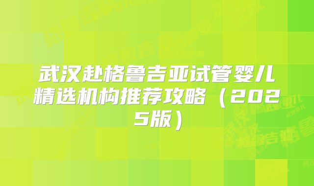 武汉赴格鲁吉亚试管婴儿精选机构推荐攻略(2025版)