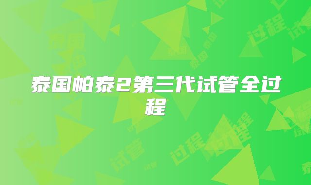 泰国帕泰2第三代试管全过程
