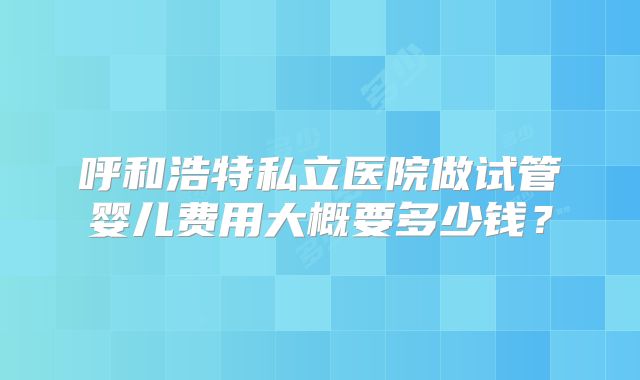 呼和浩特私立医院做试管婴儿费用大概要多少钱?