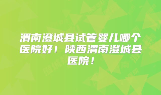 渭南澄城县试管婴儿哪个医院好!陕西渭南澄城县医院!