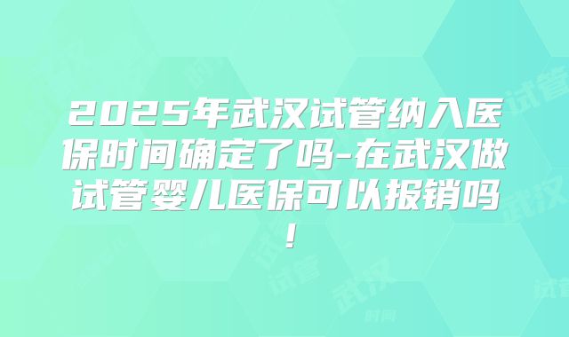 2025年武汉试管纳入医保时间确定了吗-在武汉做试管婴儿医保可以报销吗!