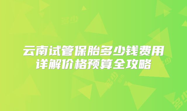 云南试管保胎多少钱费用详解价格预算全攻略