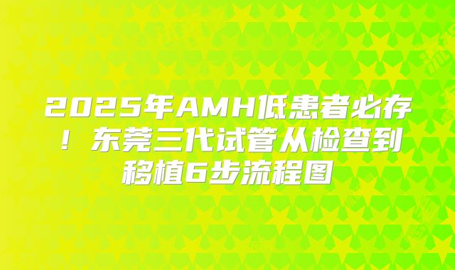 2025年AMH低患者必存！东莞三代试管从检查到移植6步流程图