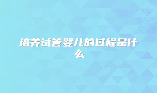 培养试管婴儿的过程是什么