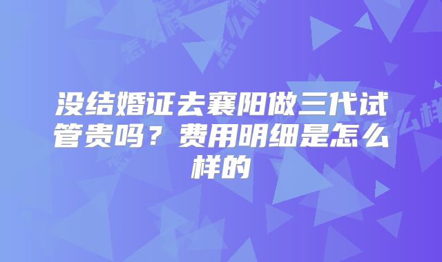 没结婚证去襄阳做三代试管贵吗?费用明细是怎么样的