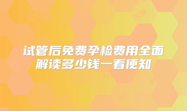试管后免费孕检费用全面解读多少钱一看便知