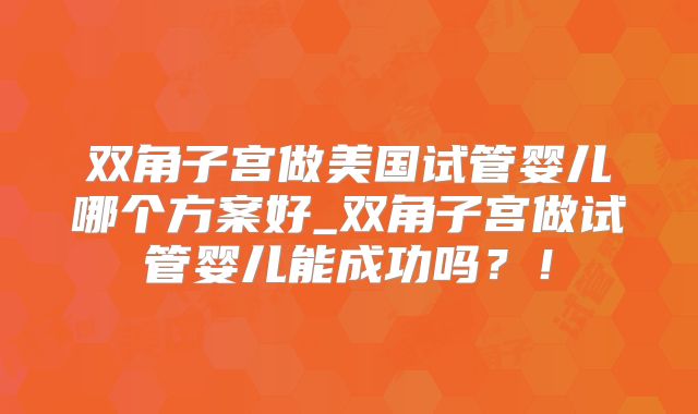 双角子宫做美国试管婴儿哪个方案好_双角子宫做试管婴儿能成功吗？！