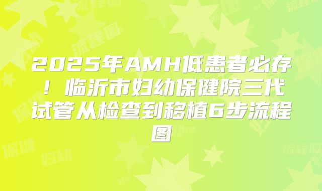 2025年AMH低患者必存!临沂市妇幼保健院三代试管从检查到移植6步流程图
