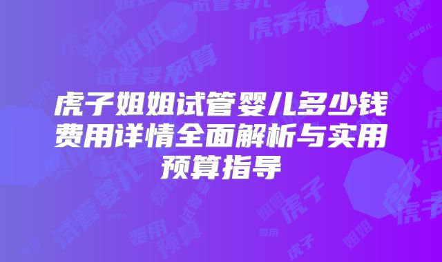 虎子姐姐试管婴儿多少钱费用详情全面解析与实用预算指导