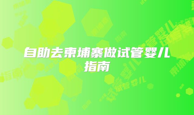 自助去柬埔寨做试管婴儿指南