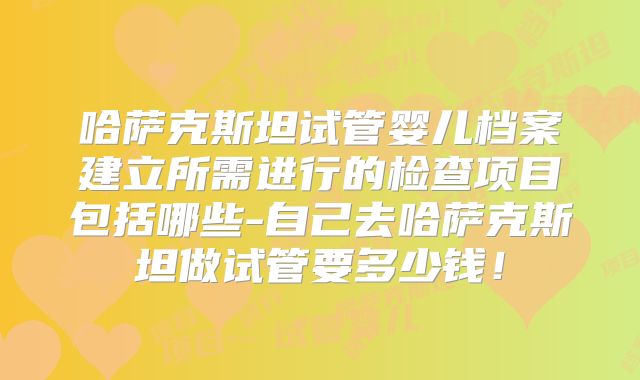 哈萨克斯坦试管婴儿档案建立所需进行的检查项目包括哪些-自己去哈萨克斯坦做试管要多少钱！