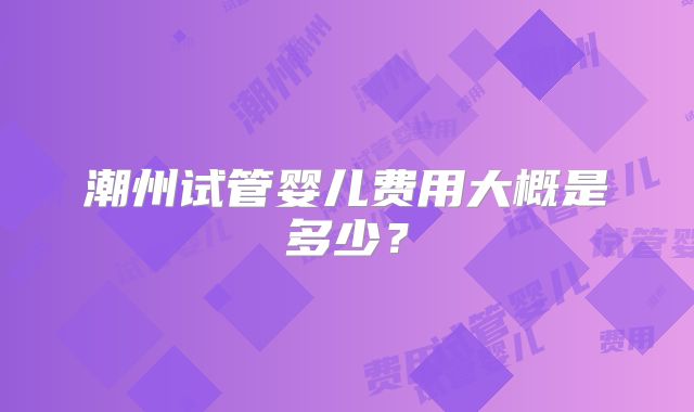 潮州试管婴儿费用大概是多少?