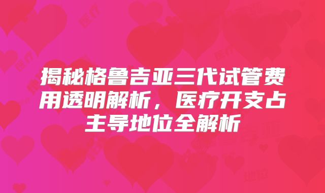 揭秘格鲁吉亚三代试管费用透明解析,医疗开支占主导地位全解析