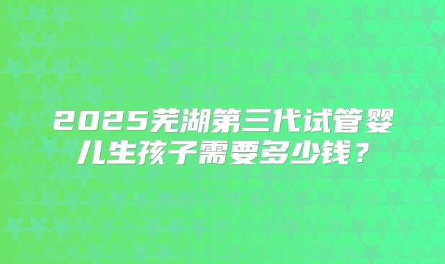 2025芜湖第三代试管婴儿生孩子需要多少钱？
