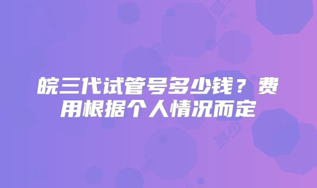 皖三代试管号多少钱？费用根据个人情况而定