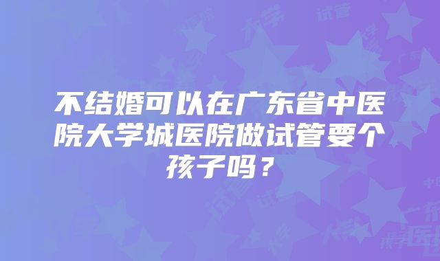 不结婚可以在广东省中医院大学城医院做试管要个孩子吗?