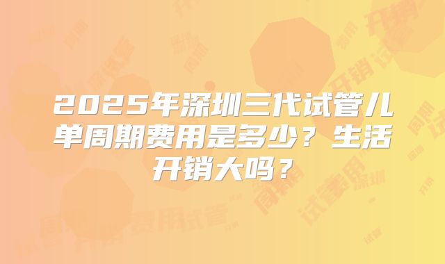 2025年深圳三代试管儿单周期费用是多少？生活开销大吗？