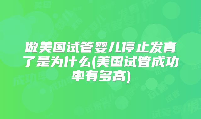 做美国试管婴儿停止发育了是为什么(美国试管成功率有多高)