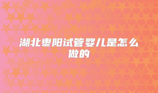 湖北枣阳试管婴儿是怎么做的