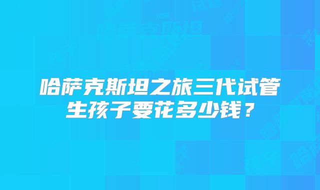 哈萨克斯坦之旅三代试管生孩子要花多少钱?