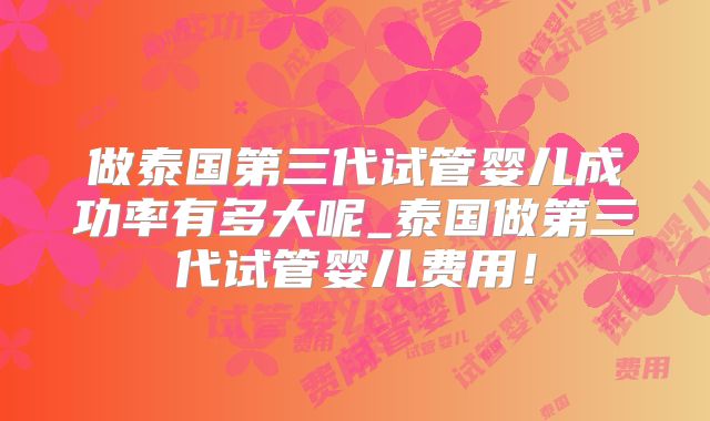 做泰国第三代试管婴儿成功率有多大呢_泰国做第三代试管婴儿费用!