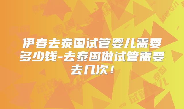 伊春去泰国试管婴儿需要多少钱-去泰国做试管需要去几次!