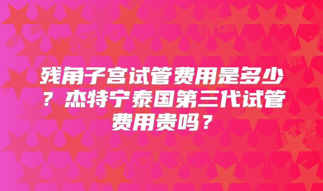 残角子宫试管费用是多少?杰特宁泰国第三代试管费用贵吗?