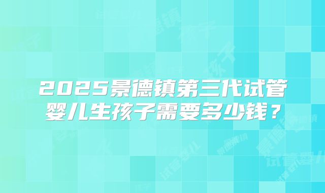 2025景德镇第三代试管婴儿生孩子需要多少钱?