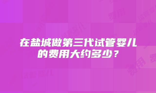 在盐城做第三代试管婴儿的费用大约多少?