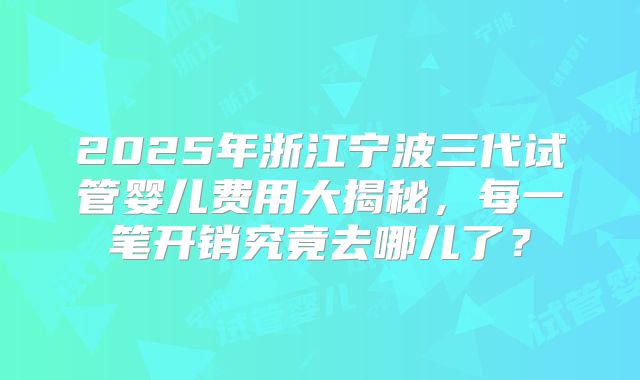 2025年浙江宁波三代试管婴儿费用大揭秘,每一笔开销究竟去哪儿了?