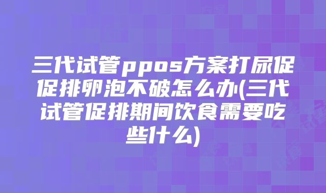 三代试管ppos方案打尿促促排卵泡不破怎么办(三代试管促排期间饮食需要吃些什么)