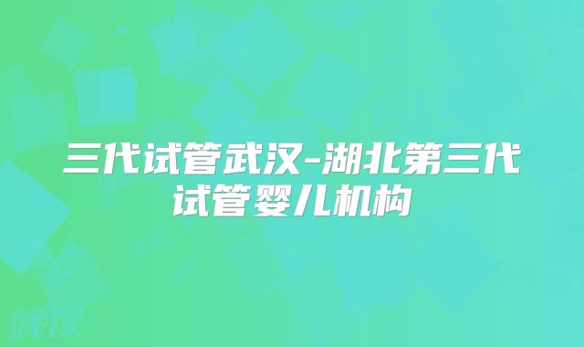 三代试管武汉-湖北第三代试管婴儿机构
