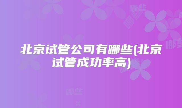 北京试管公司有哪些(北京试管成功率高)