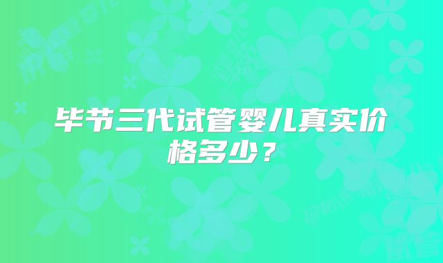 毕节三代试管婴儿真实价格多少？