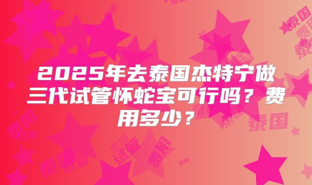 2025年去泰国杰特宁做三代试管怀蛇宝可行吗？费用多少？