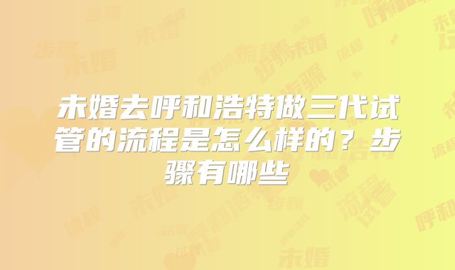 未婚去呼和浩特做三代试管的流程是怎么样的？步骤有哪些