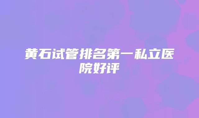 黄石试管排名第一私立医院好评