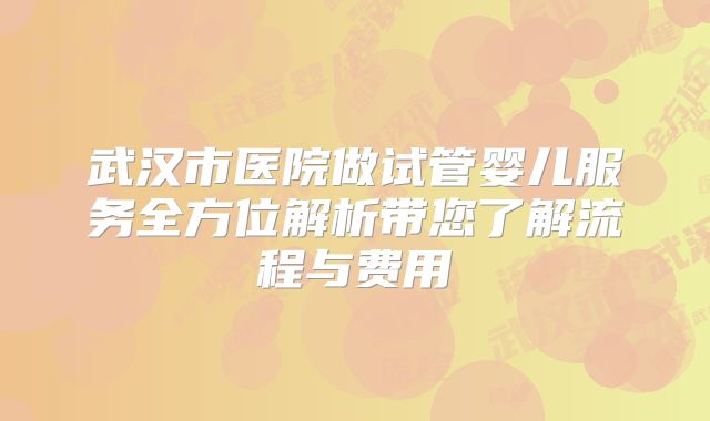 武汉市医院做试管婴儿服务全方位解析带您了解流程与费用