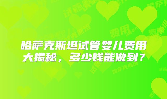 哈萨克斯坦试管婴儿费用大揭秘,多少钱能做到?