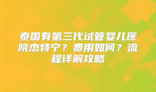 泰国有第三代试管婴儿医院杰特宁?费用如何?流程详解攻略