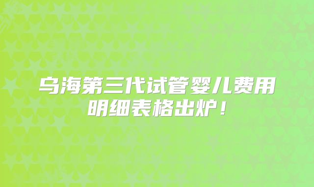 乌海第三代试管婴儿费用明细表格出炉！