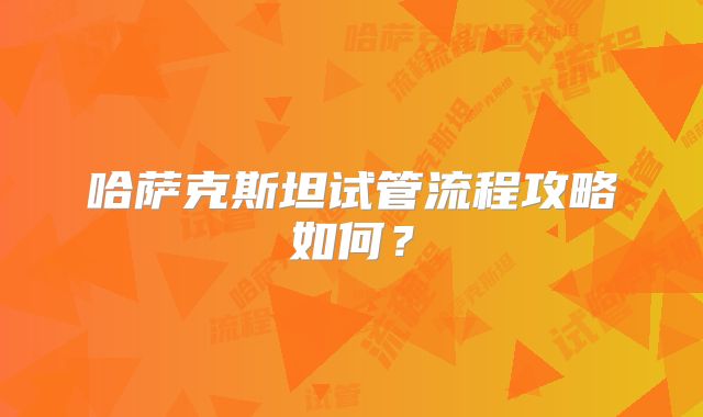 哈萨克斯坦试管流程攻略如何？