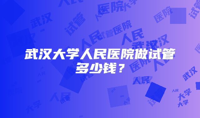 武汉大学人民医院做试管多少钱?