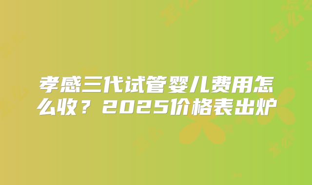 孝感三代试管婴儿费用怎么收？2025价格表出炉