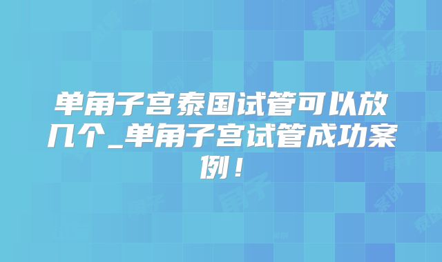 单角子宫泰国试管可以放几个_单角子宫试管成功案例!