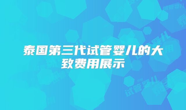 泰国第三代试管婴儿的大致费用展示