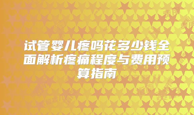 试管婴儿疼吗花多少钱全面解析疼痛程度与费用预算指南
