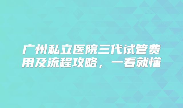 广州私立医院三代试管费用及流程攻略,一看就懂